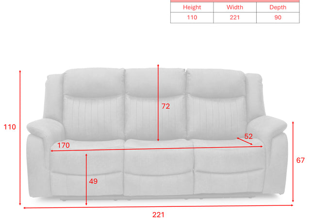 Darlington 3 Seater + Armchair + Armchair Fabric Power Recliner Sofa Set – Grey