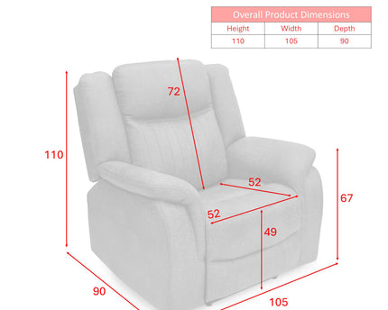Darlington 3 Seater + Armchair + Armchair Fabric Power Recliner Sofa Set – Grey