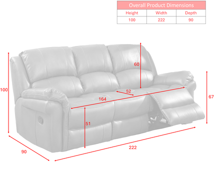 Farnham Leather Air 3 Seater Power Recliner Sofa – Tan