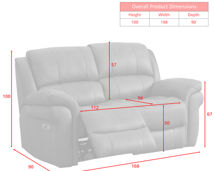 Farnham Ultra 2 Seater Fabric Power Recliner Sofa  – Stone