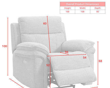 Harrow Fabric Electric Recliner Armchair – Light Grey
