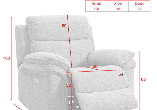 Harrow Fabric Electric Recliner Armchair – Dark Grey