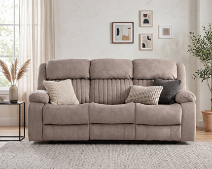 Morgan 3 Seater Fabric Electric Recliner Sofa – Taupe