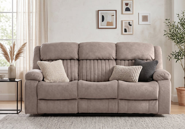Morgan 3 Seater Fabric Electric Recliner Sofa – Taupe