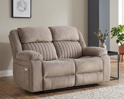 Morgan 2 Seater Fabric Electric Recliner Sofa – Taupe
