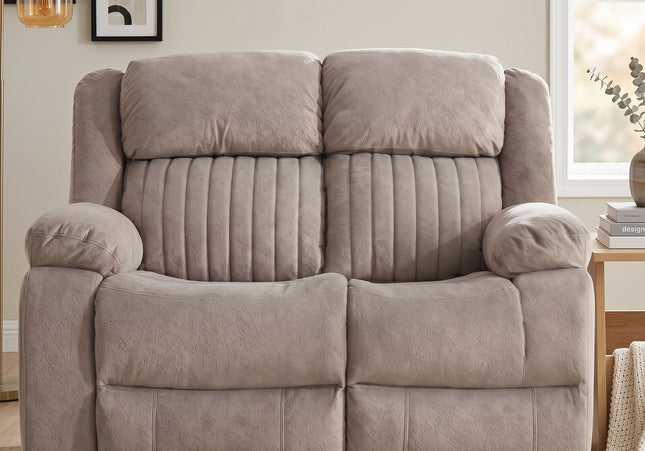 Morgan 2 Seater Fabric Electric Recliner Sofa – Taupe