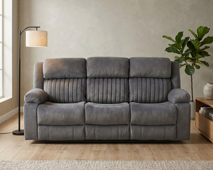 Morgan 3 Seater Fabric Electric Recliner Sofa – Slate Grey