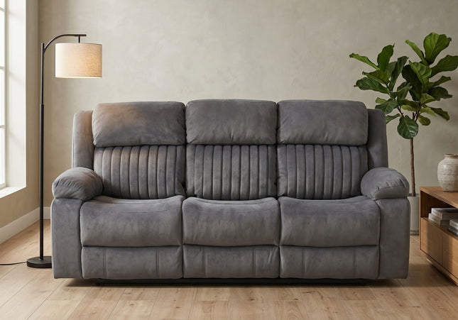 Morgan 3 Seater Fabric Electric Recliner Sofa – Slate Grey