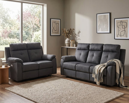 Palermo 3 Seater + 2 Seater Fabric Electric Recliner Sofa Set – Anthracite