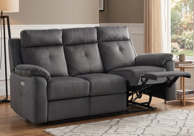 Palermo 3 Seater Fabric Electric Recliner Sofa – Anthracite