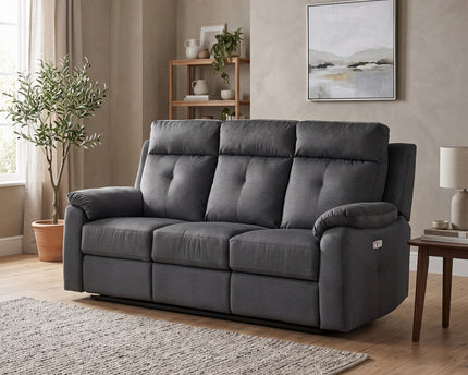 Palermo 3 Seater Fabric Electric Recliner Sofa – Anthracite