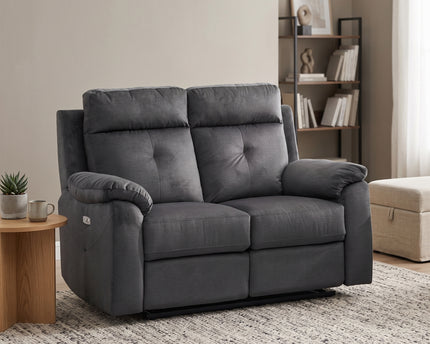 Palermo 2 Seater Fabric Electric Recliner Sofa – Anthracite