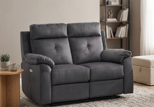 Palermo 2 Seater Fabric Electric Recliner Sofa – Anthracite