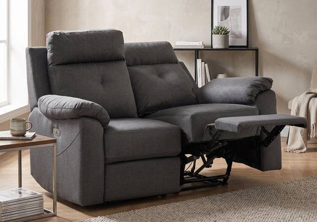 Palermo 2 Seater Fabric Electric Recliner Sofa – Anthracite
