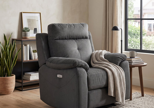 Palermo Fabric Electric Recliner Armchair – Anthracite