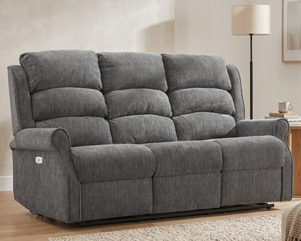 Regency 3 Seater Fabric Electric Recliner Sofa – Anthracite