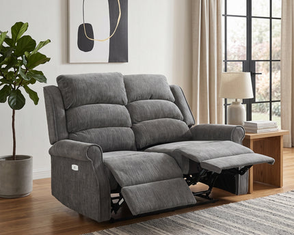 Regency 2 Seater Fabric Electric Recliner Sofa – Anthracite