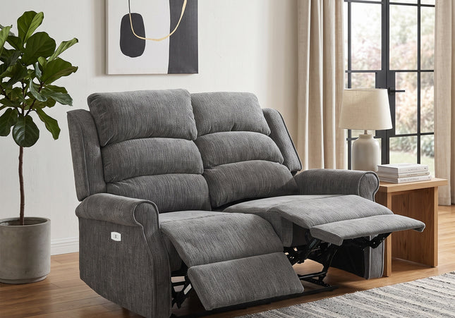 Regency 2 Seater Fabric Electric Recliner Sofa – Anthracite