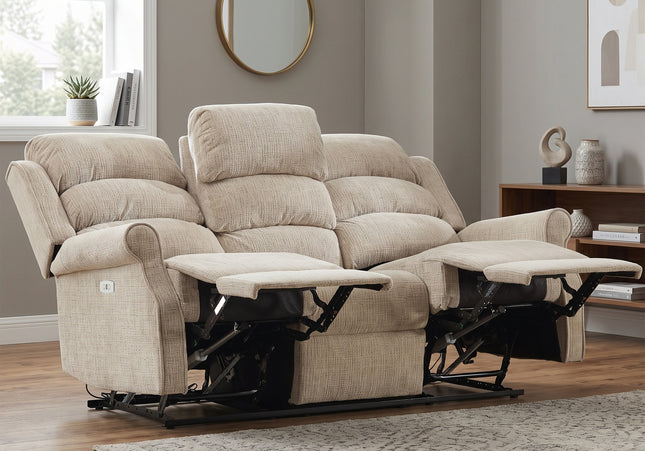 Regency 3 Seater Fabric Electric Recliner Sofa – Rabbit