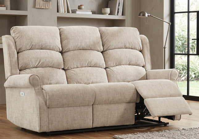 Regency 3 Seater Fabric Electric Recliner Sofa – Rabbit