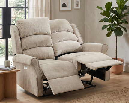 Regency 2 Seater Fabric Electric Recliner Sofa – Rabbit