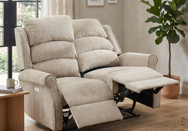 Regency 2 Seater Fabric Electric Recliner Sofa – Rabbit