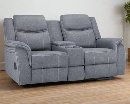 Galaxy Tech Power Recliner 2 Seater Sofa In Grey Fabric