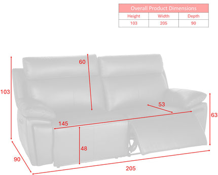 Ashby 2.5 Seater Power Recliner Sofa – Black