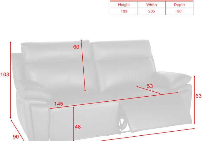 Ashby 2.5 Seater Power Recliner Sofa – Black