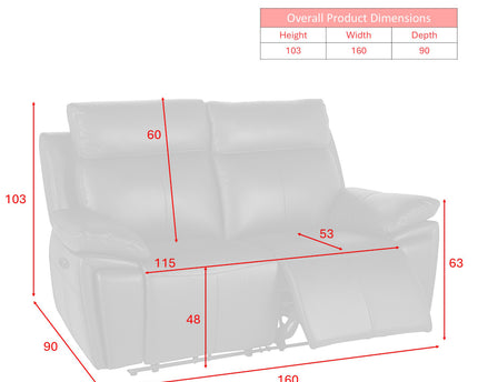 Ashby 2 Seater Power Recliner Sofa – Black