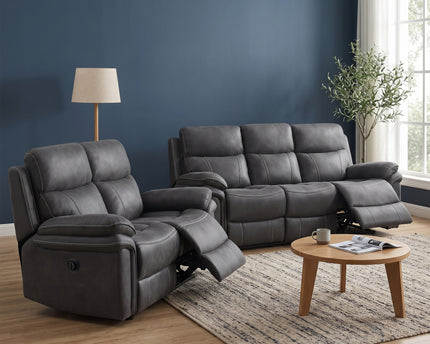 Richmond 3 Seater + 2 Seater Fabric Electric Recliner Sofa Set – Charcoal