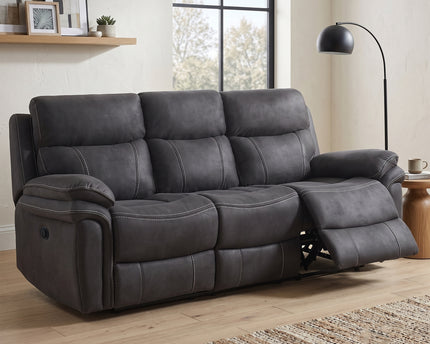 Richmond 3 Seater Fabric Electric Recliner Sofa – Charcoal
