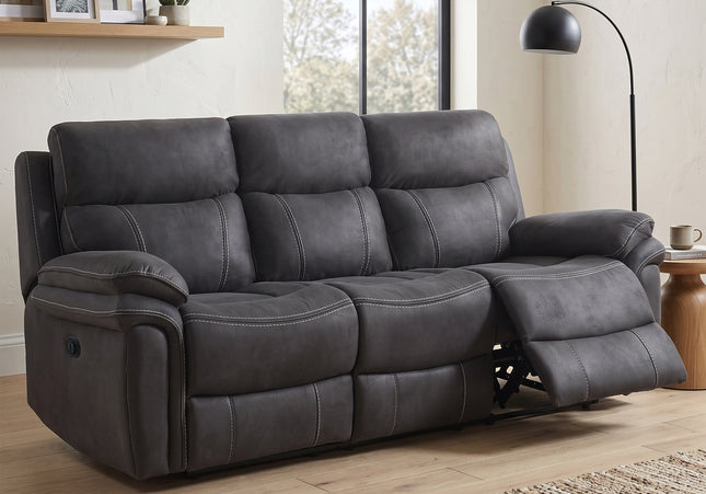 Richmond 3 Seater Fabric Electric Recliner Sofa – Charcoal