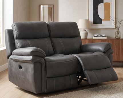Richmond 2 Seater Fabric Electric Recliner Sofa – Charcoal