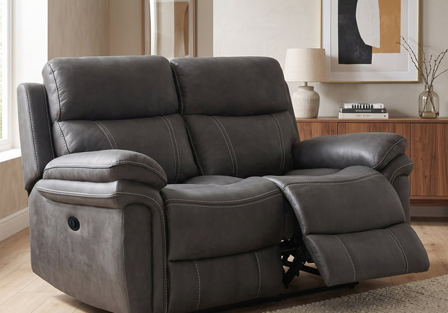 Richmond 2 Seater Fabric Electric Recliner Sofa – Charcoal