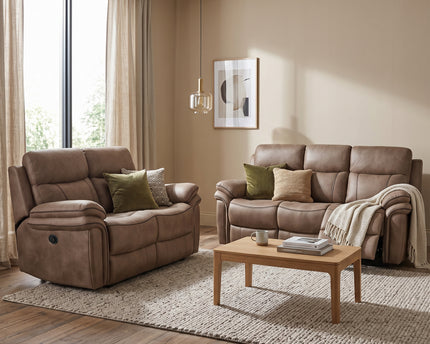 Richmond 3 Seater + 2 Seater Fabric Electric Recliner Sofa Set – Sahara