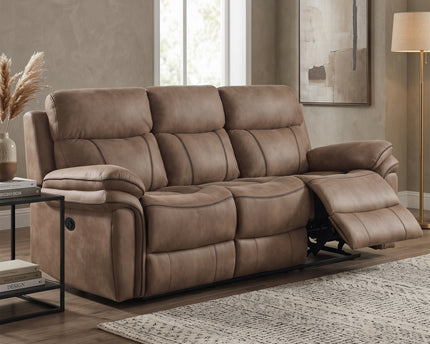 Richmond 3 Seater + 2 Seater Fabric Electric Recliner Sofa Set – Sahara