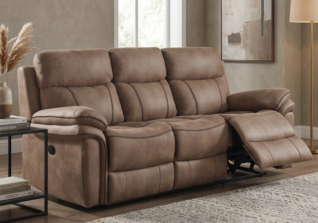 Richmond 3 Seater + 2 Seater Fabric Electric Recliner Sofa Set – Sahara