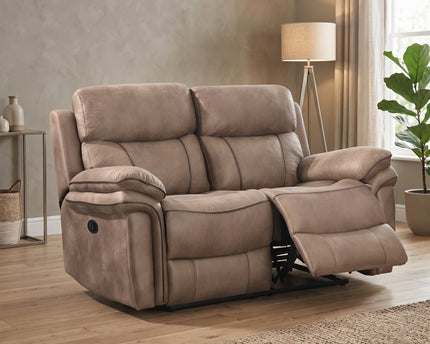 Richmond 3 Seater + 2 Seater Fabric Electric Recliner Sofa Set – Sahara