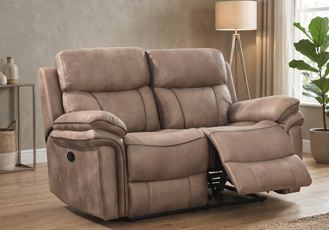 Richmond 3 Seater + 2 Seater Fabric Electric Recliner Sofa Set – Sahara