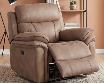 Richmond 3 Seater + Armchair + Armchair Fabric Electric Recliner Sofa Set – Sahara