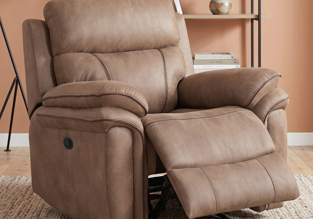 Richmond 3 Seater + Armchair + Armchair Fabric Electric Recliner Sofa Set – Sahara