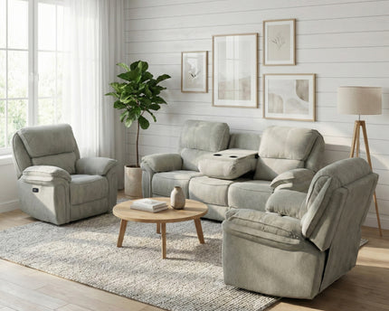 Westbury 3 Seater + Armchair + Armchair Fabric Electric Recliner Sofa Set – Beige