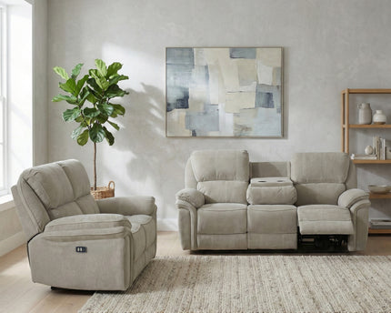 Westbury 3 Seater + 2 Seater Fabric Electric Recliner Sofa Set – Beige