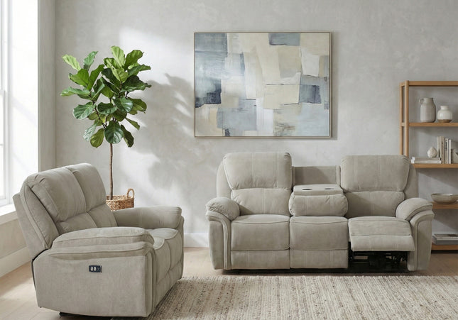 Westbury 3 Seater + 2 Seater Fabric Electric Recliner Sofa Set – Beige
