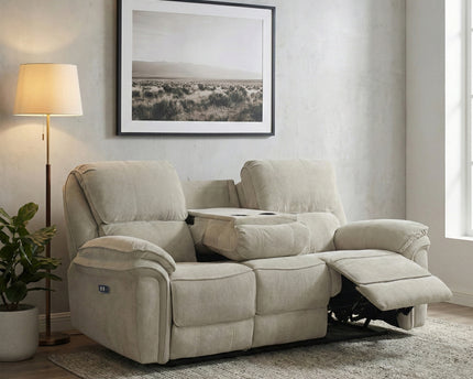 Westbury 3 Seater + Armchair + Armchair Fabric Electric Recliner Sofa Set – Beige