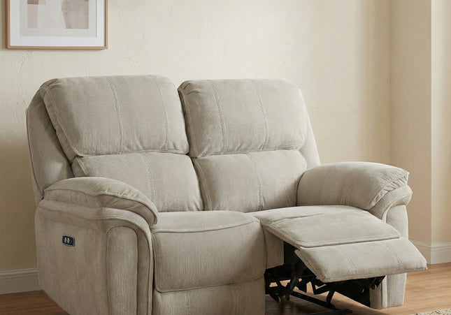 Westbury 2 Seater Fabric Electric Recliner Sofa – Beige