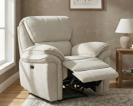 Westbury Fabric Electric Recliner Armchair – Beige