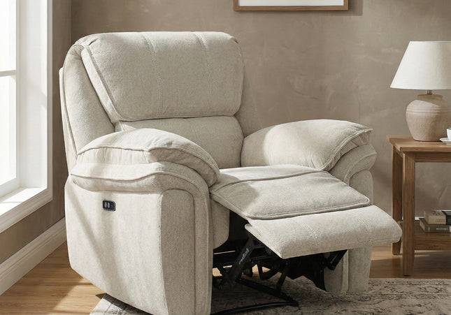Westbury Fabric Electric Recliner Armchair – Beige