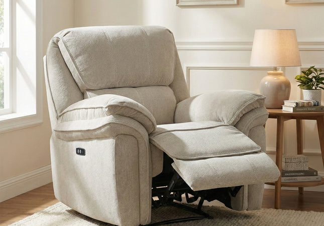 Westbury Fabric Electric Recliner Armchair – Beige